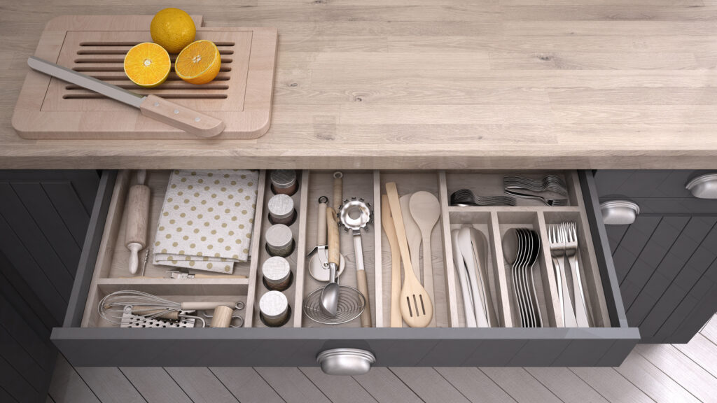 neat drawer of utensils