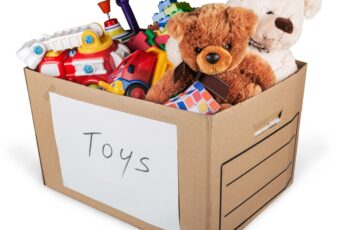 box of toys that will be donated