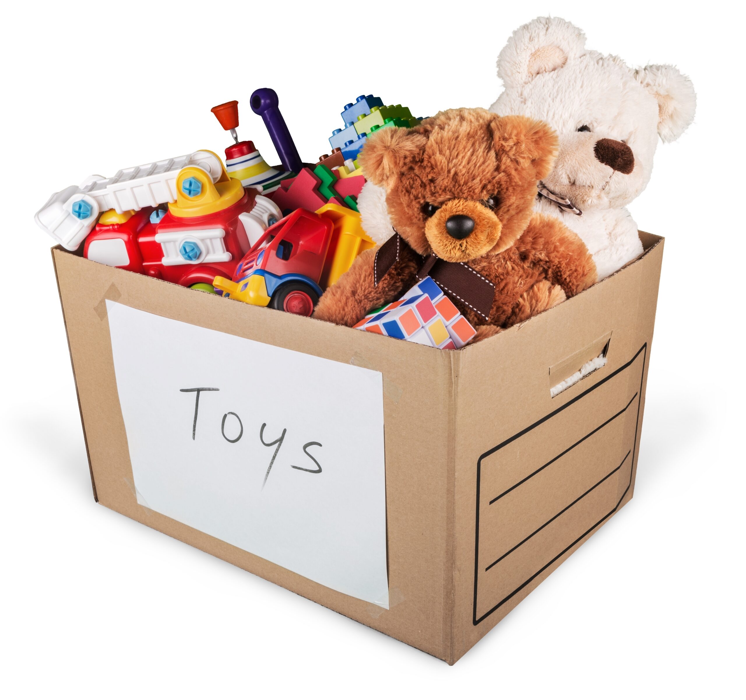 box of toys that will be donated